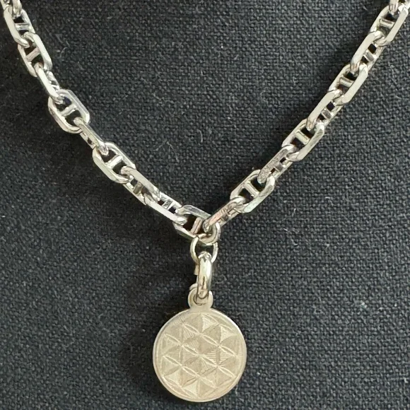 Elegant Solid Silver Necklace with Geometric Pendant Charged Energy by High Chi - Picture 3 of 6